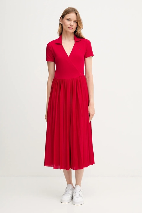 Tommy Hilfiger sukienka kolor czerwony maxi rozkloszowana WW0WW45733 - zdjęcie produktu nr 1