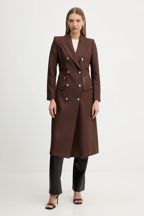 Elisabetta Franchi płaszcz kolor brązowy CP01056E2 - zdjęcie produktu nr 1