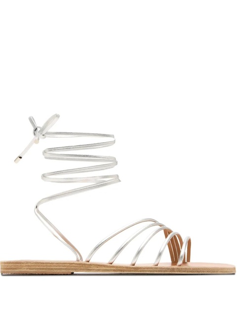 Ancient Greek Sandals Ipoliti leather lace-up flat sandals - Silver - zdjęcie produktu nr 1