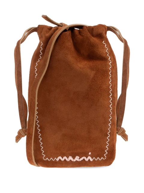 Marni drawstring suede-leather cross body bag - Brown - zdjęcie produktu nr 2