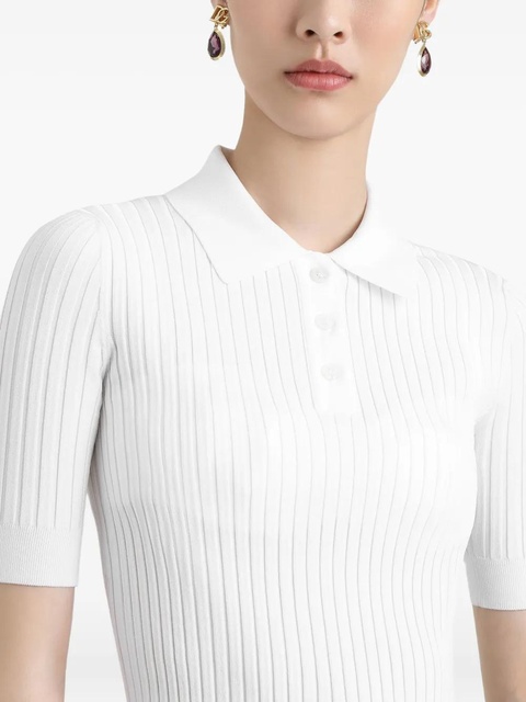 Dolce & Gabbana ribbed polo top - White - zdjęcie produktu nr 2