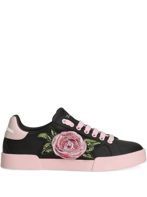 Dolce & Gabbana floral-print sneakers - Black - zdjęcie produktu nr 1