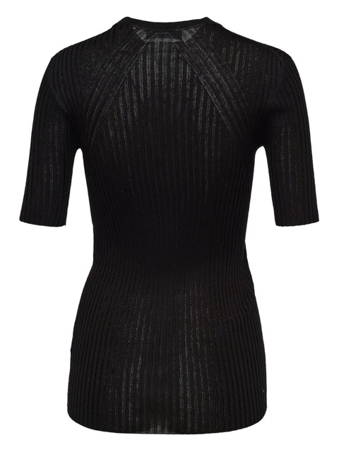 Jil Sander ribbed short-sleeve top - Black - zdjęcie produktu nr 2