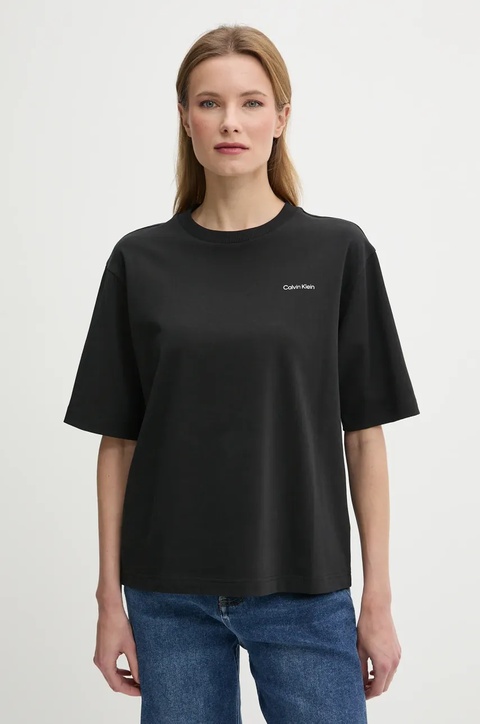 Calvin Klein Jeans t-shirt bawełniany damski kolor czarny LV047AB813 - zdjęcie produktu nr 1
