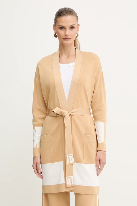 Elisabetta Franchi kardigan damski kolor beżowy lekki MK02S56E2 - zdjęcie produktu nr 1