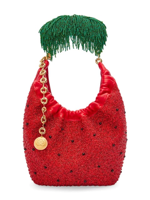 LOEWE Mini Squeeze bag in beaded leather - Red - zdjęcie produktu nr 1