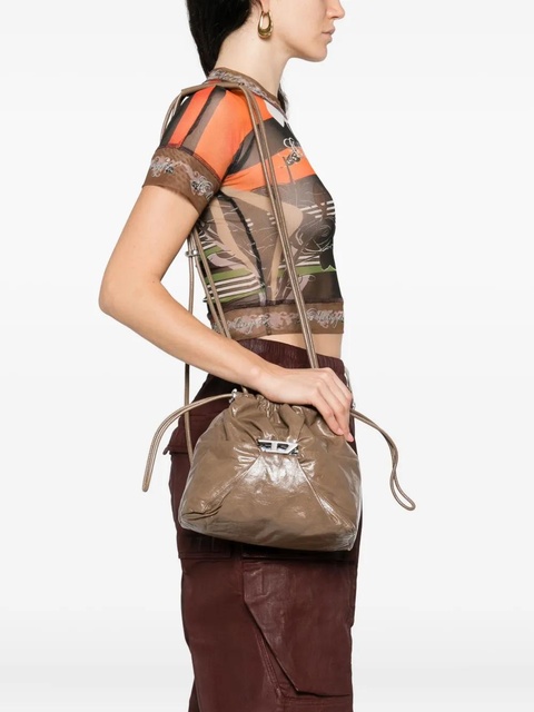 Diesel drawstring leather bucket bag - Brown - zdjęcie produktu nr 2