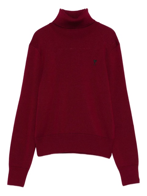 AMI Paris heart-logo turtleneck sweater - Red - zdjęcie produktu nr 2