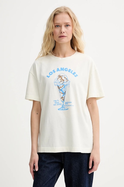 Rag & Bone t-shirt bawełniany damski kolor beżowy WCC25PT034MI36 - zdjęcie produktu nr 1