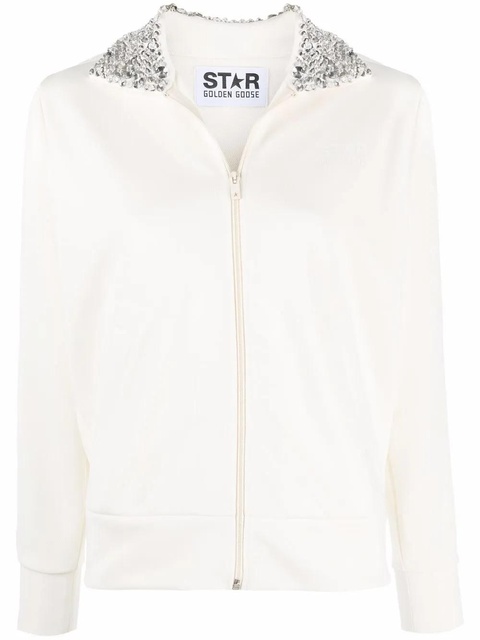 Golden Goose crystal collar zip-up jacket - White - zdjęcie produktu nr 1