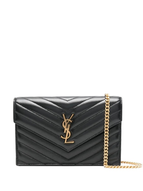 Saint Laurent Cassandre chevron chain mini bag - Black - zdjęcie produktu nr 1