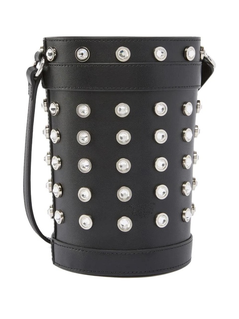 PINKO crystal-embellished leather bucket bag - Black - zdjęcie produktu nr 2