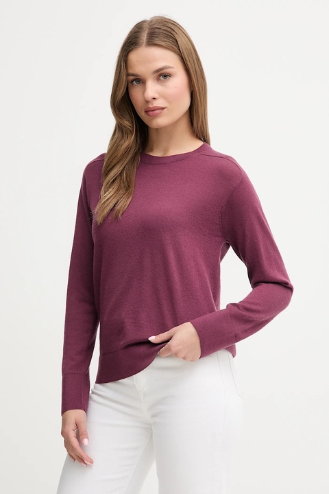 United Colors of Benetton sweter wełniany damski kolor fioletowy lekki 11AHD10CV - zdjęcie produktu nr 1