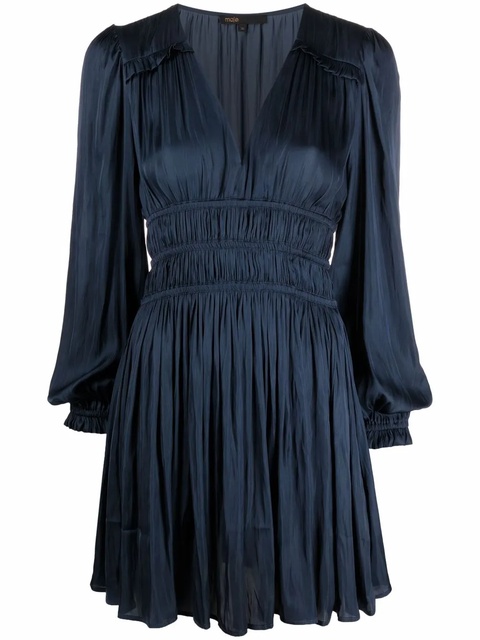 Maje ruffled satin mini dress - Blue - zdjęcie produktu nr 1