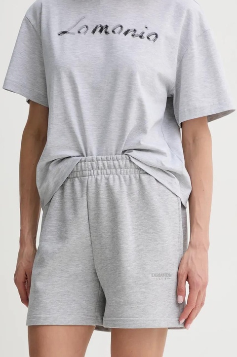 La Mania szorty damskie kolor szary melanżowe high waist TIDE - zdjęcie produktu nr 1