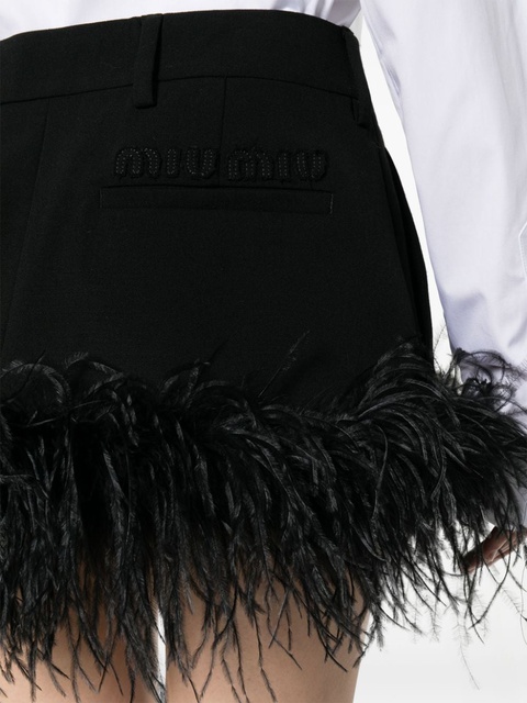 Miu Miu feather-trim miniskirt - Black - zdjęcie produktu nr 2