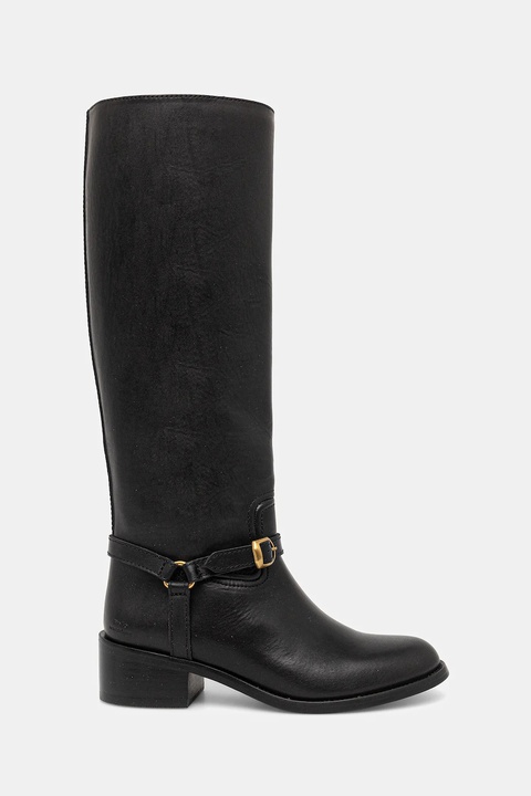 Polo Ralph Lauren kozaki skórzane Riding Boot kolor czarny na płaskim obcasie 818963422002 - zdjęcie produktu nr 2