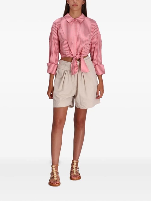 STAUD Lisa striped tie-front shirt - Pink - zdjęcie produktu nr 2