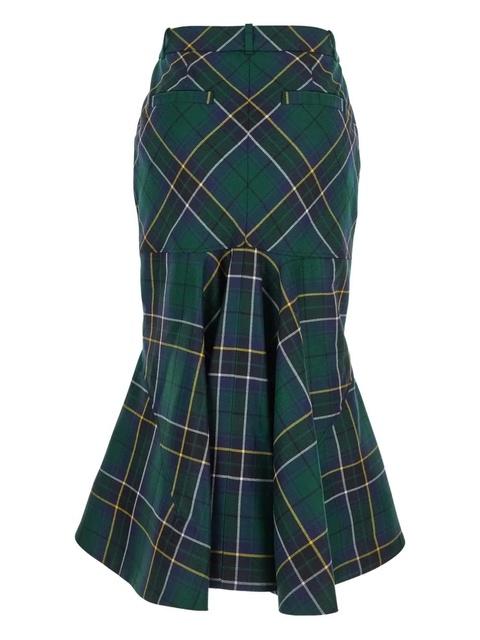 Alexander McQueen tartan draped midi skirt - Green - zdjęcie produktu nr 2