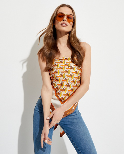 TORY BURCH - Jedwabna chusta w geometryczny wzór - zdjęcie produktu nr 1