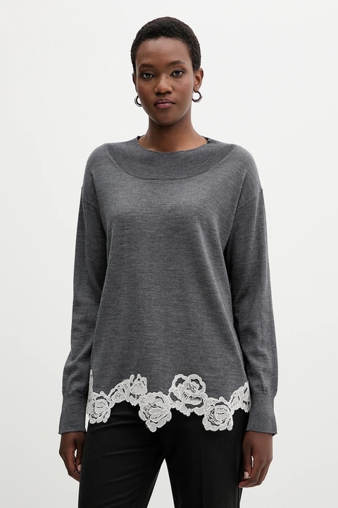 Blugirl Blumarine sweter wełniany damski kolor szary lekki RF5171.MA82O - zdjęcie produktu nr 1