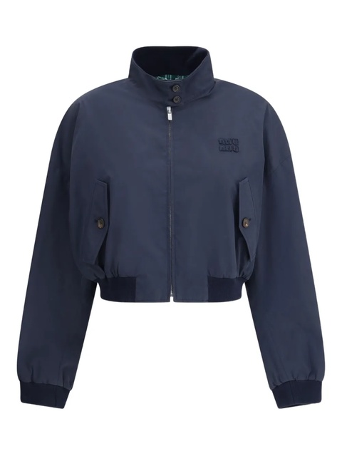 Miu Miu embroidered-logo jacket - Blue - zdjęcie produktu nr 1