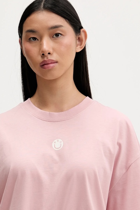 Hugo Blue t-shirt bawełniany damski kolor różowy 50554005 - zdjęcie produktu nr 2