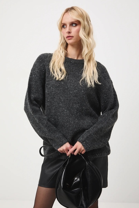 Medicine sweter damski kolor szary ciepły - zdjęcie produktu nr 2