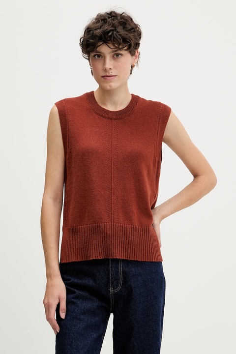 Pedro del Hierro kamizelka z dodatkiem wełny damski kolor pomarańczowy 5502016 - zdjęcie produktu nr 1