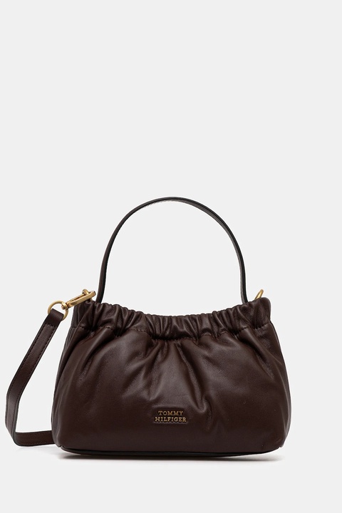 Tommy Hilfiger torebka skórzana kolor brązowy AW0AW18306 - zdjęcie produktu nr 1