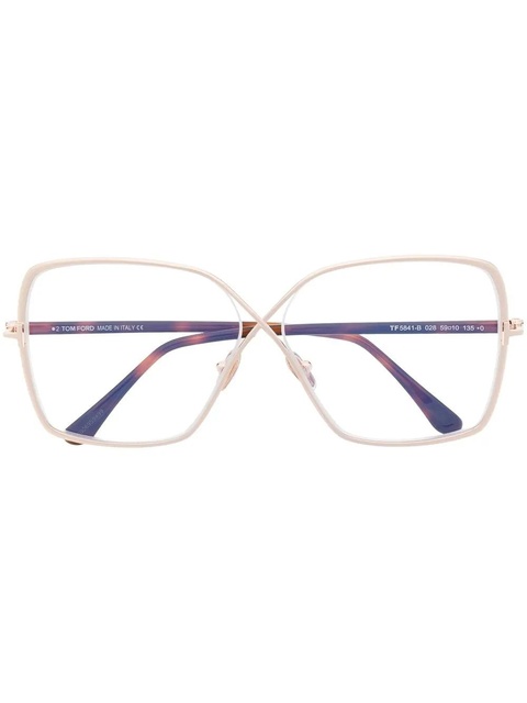 TOM FORD Eyewear tortoiseshell-effect square-frame glasses - Gold - zdjęcie produktu nr 1