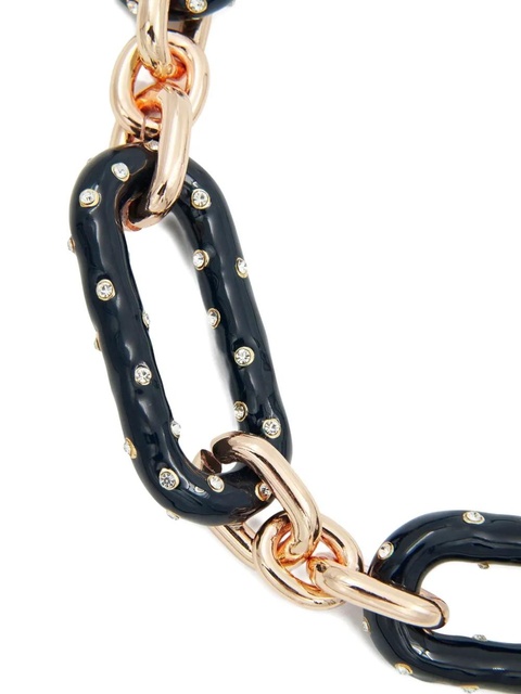 Essentiel Antwerp Ipretzel enamel rhinestone chain necklace - Black - zdjęcie produktu nr 2