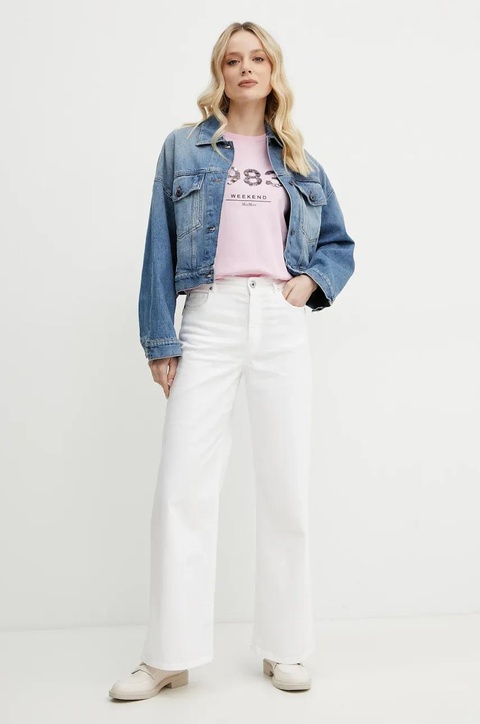 Weekend Max Mara t-shirt bawełniany damski kolor różowy 2515971041600 - zdjęcie produktu nr 2