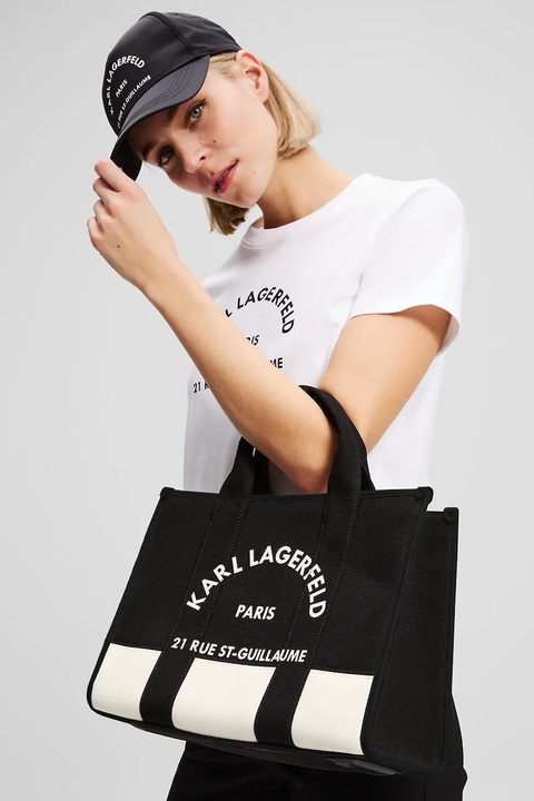 Karl Lagerfeld torebka bawełniana kolor czarny A3W50025 - zdjęcie produktu nr 2