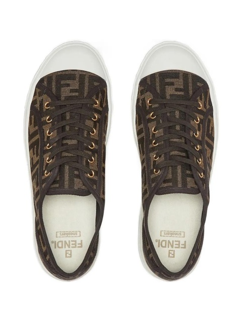FENDI Domino jacquard-logo lace-up sneakers - Brown - zdjęcie produktu nr 2