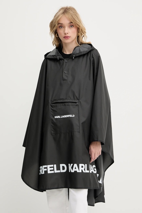 Karl Lagerfeld poncho damski kolor czarny przejściowa oversize A3W50105 - zdjęcie produktu nr 1