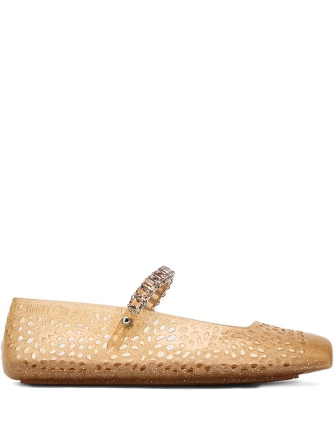 Jimmy Choo jewelled laser-cut ballerina - Neutrals - zdjęcie produktu nr 1