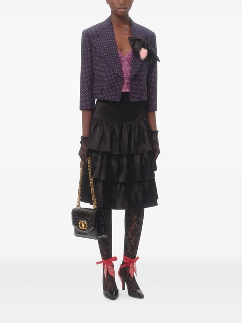 Valentino Garavani ruffled satin skirt - Black - zdjęcie produktu nr 2