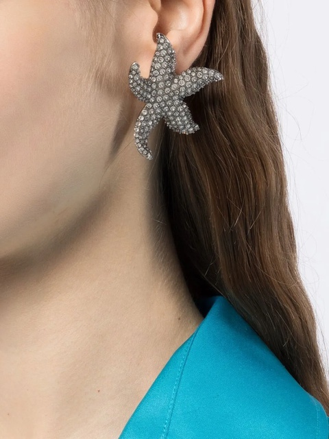 Amina Muaddi Astra crystal-embellished star earrings - Silver - zdjęcie produktu nr 1