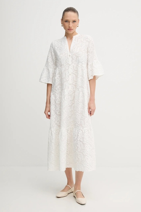 Marc Aurel sukienka bawełniana kolor biały maxi rozkloszowana 6544-1020-73855 - zdjęcie produktu nr 1