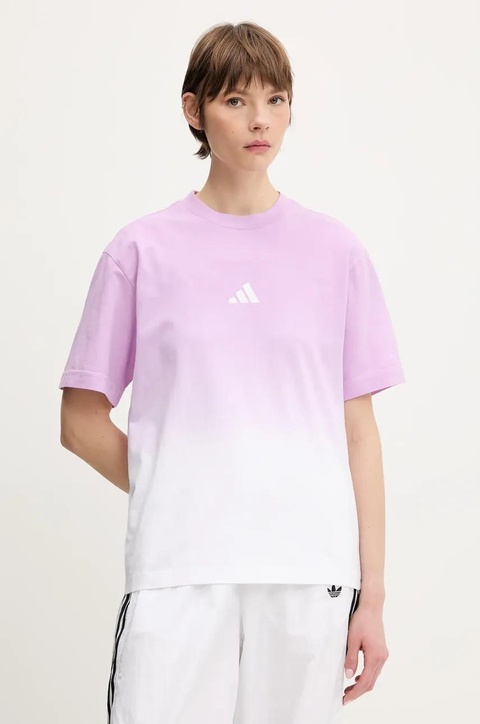 adidas t-shirt bawełniany ALL SZN Dip Dye damski kolor fioletowy JJ4539 - zdjęcie produktu nr 1