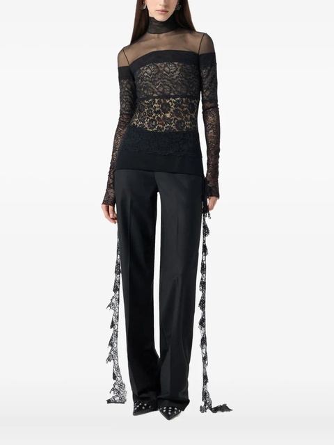 Blumarine sheer-lace mock-neck top - Black - zdjęcie produktu nr 1