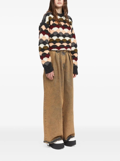 Alanui Desert Rose pleat-detailed acid-wash jeans - Brown - zdjęcie produktu nr 2