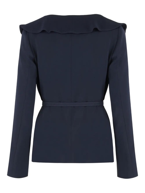 Max Mara Galizia ruffled-trim belted jacket - Blue - zdjęcie produktu nr 2