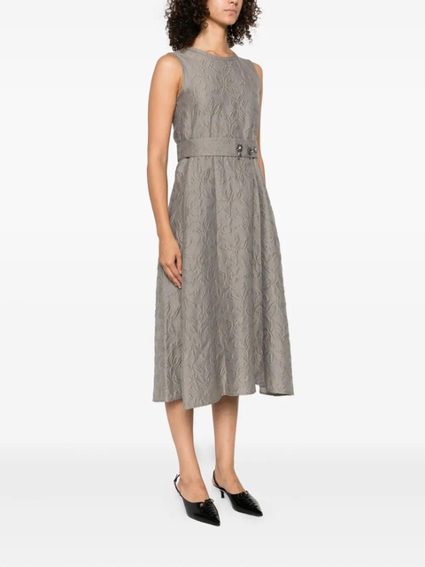 Max Mara Timeless floral-embellished belted midi dress - Grey - zdjęcie produktu nr 2