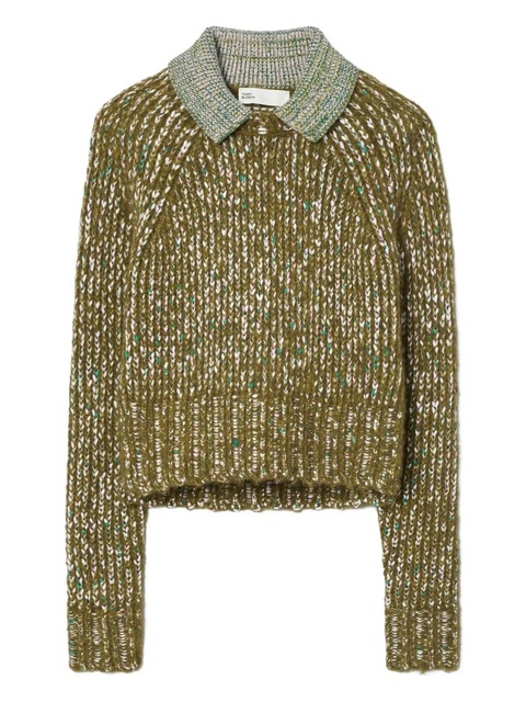 Tory Burch contrasting-collar sweater - Green - zdjęcie produktu nr 1