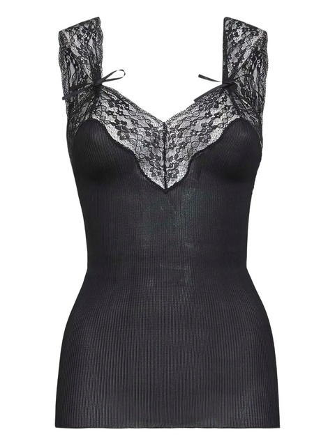 Saint Laurent lace pleated silk top - Black - zdjęcie produktu nr 2
