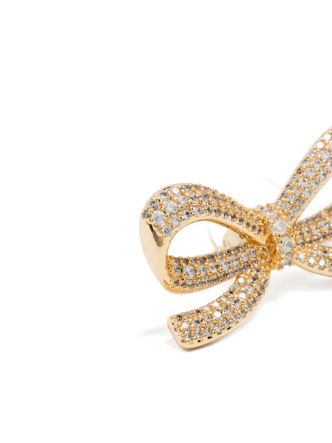 Self-Portrait Gold Cubic Zirconia Bow Earrings - zdjęcie produktu nr 2