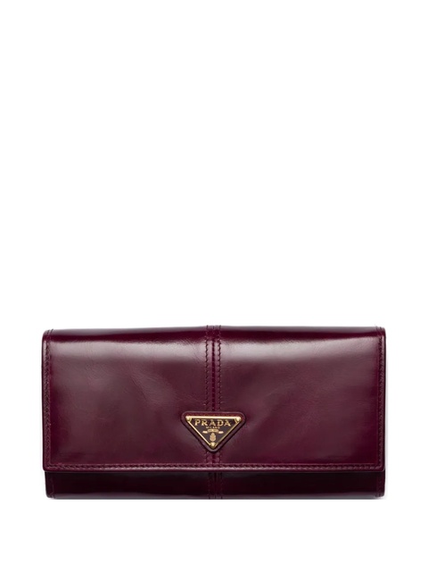Prada leather triangular-logo wallet - Red - zdjęcie produktu nr 1