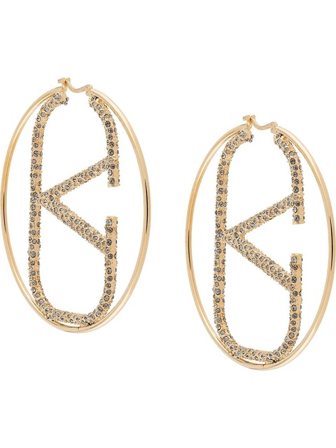 Valentino Garavani VLogo Signature crystal-embellished hoop earrings - Gold - zdjęcie produktu nr 1